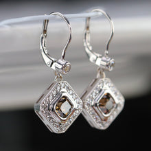 Load image into Gallery viewer, Estate Chocolate and white earth mined diamond earrings in 14k white gold