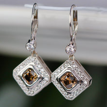 Load image into Gallery viewer, Estate Chocolate and white earth mined diamond earrings in 14k white gold