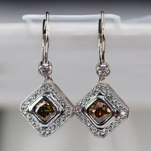 Load image into Gallery viewer, Estate Chocolate and white earth mined diamond earrings in 14k white gold