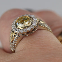 Load image into Gallery viewer, RETIREMENT SALE! Estate 2.98ctw Natural yellow and white diamond ring in 18k white gold