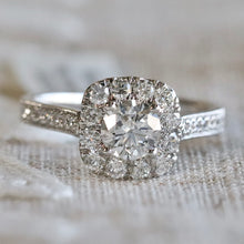 Load image into Gallery viewer, The Katie - Lab grown diamond halo ring in 14k white gold