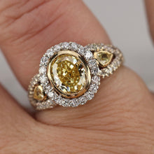 Load image into Gallery viewer, RETIREMENT SALE! Estate 2.98ctw Natural yellow and white diamond ring in 18k white gold