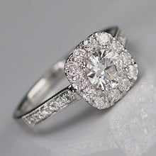 Load image into Gallery viewer, The Katie - Lab grown diamond halo ring in 14k white gold