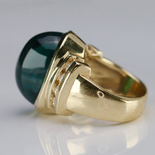 Load image into Gallery viewer, Estate green tourmaline and diamond ring in 14k yellow gold