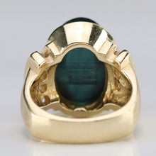 Load image into Gallery viewer, Estate green tourmaline and diamond ring in 14k yellow gold
