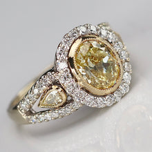 Load image into Gallery viewer, RETIREMENT SALE! Estate 2.98ctw Natural yellow and white diamond ring in 18k white gold