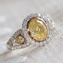 Load image into Gallery viewer, RETIREMENT SALE! Estate 2.98ctw Natural yellow and white diamond ring in 18k white gold