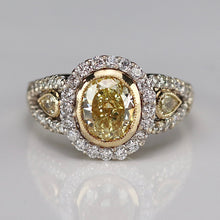 Load image into Gallery viewer, RETIREMENT SALE! Estate 2.98ctw Natural yellow and white diamond ring in 18k white gold