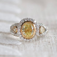 Load image into Gallery viewer, RETIREMENT SALE! Estate 2.98ctw Natural yellow and white diamond ring in 18k white gold