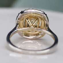 Load image into Gallery viewer, Natural double diamond halo with lab grown cushion diamond ring in 14k