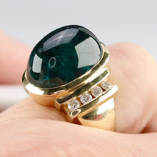 Load image into Gallery viewer, Estate green tourmaline and diamond ring in 14k yellow gold