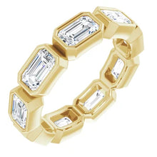 Load image into Gallery viewer, MADE TO ORDER: Lab grown 3ctw diamond emerald cut eternity band ring in 14k gold