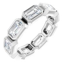 Load image into Gallery viewer, MADE TO ORDER: Lab grown 3ctw diamond emerald cut eternity band ring in 14k gold