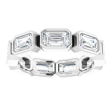 Load image into Gallery viewer, MADE TO ORDER: Lab grown 3ctw diamond emerald cut eternity band ring in 14k gold