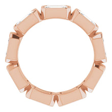 Load image into Gallery viewer, MADE TO ORDER: Lab grown 3ctw diamond emerald cut eternity band ring in 14k gold