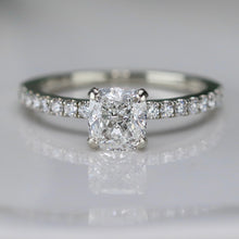 Load image into Gallery viewer, Estate Earth minded GIA 1.02ct cushion cut diamond E/VVS1 in 18k white gold