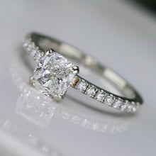 Load image into Gallery viewer, Estate Earth minded GIA 1.02ct cushion cut diamond E/VVS1 in 18k white gold