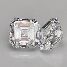 Load image into Gallery viewer, 2.02ctw matched pair of loose asscher cut lab grown diamonds E/VS1