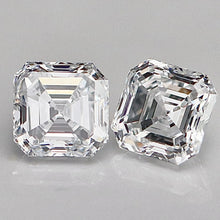 Load image into Gallery viewer, 2.02ctw matched pair of loose asscher cut lab grown diamonds E/VS1