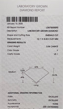 Load image into Gallery viewer, The Catherine - 5.56ct Emerald cut lab grown diamond ring in platinum