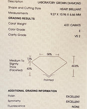 Load image into Gallery viewer, 4.01ct heart shaped lab grown diamond E/VS2 necklace in 14k