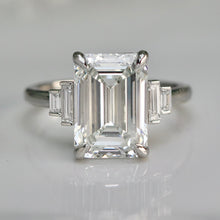 Load image into Gallery viewer, The Catherine - 5.56ct Emerald cut lab grown diamond ring in platinum