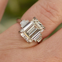 Load image into Gallery viewer, The Catherine - 5.56ct Emerald cut lab grown diamond ring in platinum