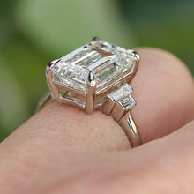 Load image into Gallery viewer, The Catherine - 5.56ct Emerald cut lab grown diamond ring in platinum
