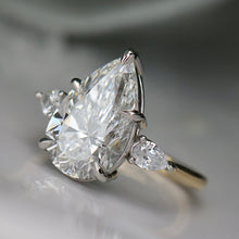 Load image into Gallery viewer, The Esme - 4.76ct pear cut lab grown diamond ring in platinum and 18k yellow gold