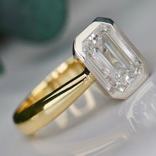 Load image into Gallery viewer, The Brielle - 3.08ct emerald cut lab grown diamond D/VS1 ring in 14k gold