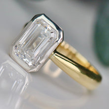 Load image into Gallery viewer, The Brielle - 3.08ct emerald cut lab grown diamond D/VS1 ring in 14k gold