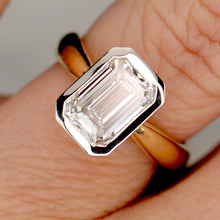 Load image into Gallery viewer, The Brielle - 3.08ct emerald cut lab grown diamond D/VS1 ring in 14k gold
