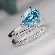 Load image into Gallery viewer, 2.50ct Blue pear shaped lab grown diamond ring in 14k white gold