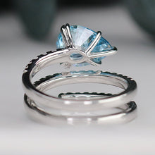 Load image into Gallery viewer, 2.50ct Blue pear shaped lab grown diamond ring in 14k white gold
