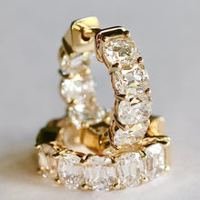 Load image into Gallery viewer, CUSTOM MADE TO ORDER: Lab grown diamond  3.75ctw E-F/VS antique cushion Huggies in 14k