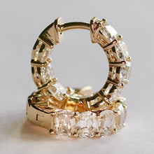 Load image into Gallery viewer, CUSTOM MADE TO ORDER: Lab grown diamond  3.75ctw E-F/VS antique cushion Huggies in 14k