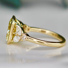 Load image into Gallery viewer, The Soleil: Fully custom lab grown yellow radiant 3.05ct diamond ring in 14k yellow gold