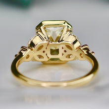 Load image into Gallery viewer, The Soleil: Fully custom lab grown yellow radiant 3.05ct diamond ring in 14k yellow gold