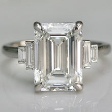 Load image into Gallery viewer, The Catherine - 5.56ct Emerald cut lab grown diamond ring in platinum
