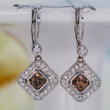 Load image into Gallery viewer, Estate Chocolate and white earth mined diamond earrings in 14k white gold