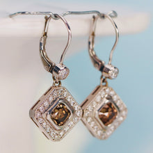 Load image into Gallery viewer, Estate Chocolate and white earth mined diamond earrings in 14k white gold