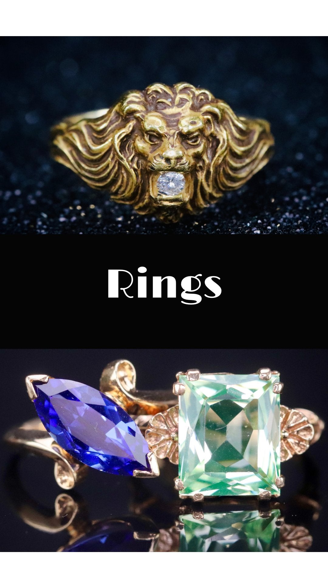 Vintage rings in gold and platinum