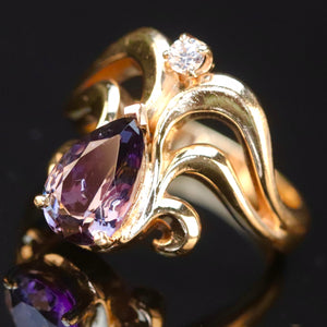 Estate tanzanite and diamond ring in 14k yellow gold from Manor Jewels