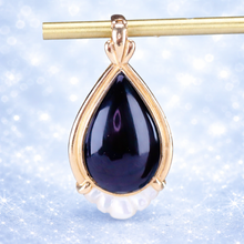 Load image into Gallery viewer, Estate onyx and mother of pearl pendant in 14k yellow gold
