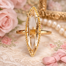 Load image into Gallery viewer, Vintage smokey quartz navette ring in yellow gold