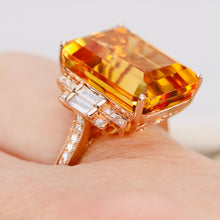 Load image into Gallery viewer, Emerald cut Citrine and diamond ring in 14k rose gold by Effy