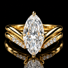 Load image into Gallery viewer, SPECIAL!  3.02ct marquise cut lab grown diamond wedding ring set in 14k yellow gold