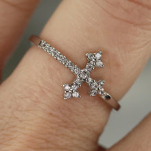 Load image into Gallery viewer, Sterling silver CZ cross ring