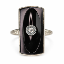 Load image into Gallery viewer, 35% OFF!  Classic estate vintage onyx and diamond ring in 14k white gold