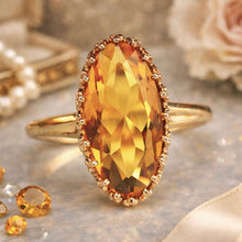 Load image into Gallery viewer, 40% OFF!  Vintage orange oval paste ring in yellow gold